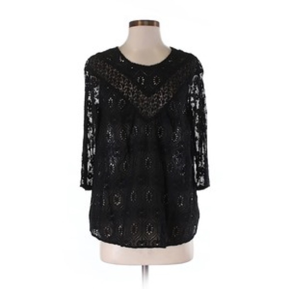 Anthropologie Fleur Wood 3/4 sleeve blouse
